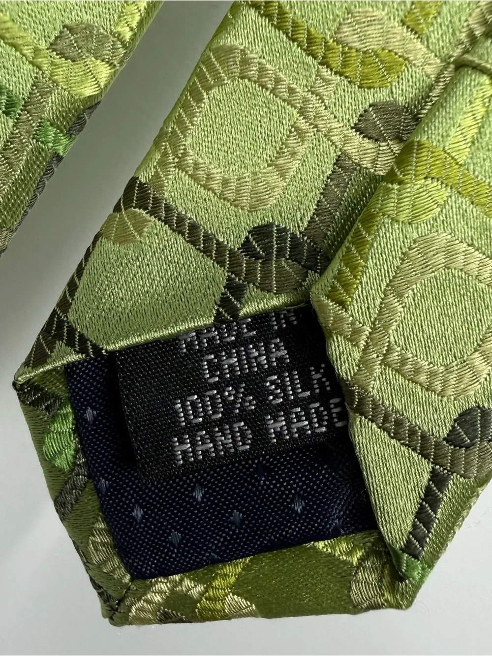 Umberto Frasi 100% Silk Green Geometric Jacquard Tie Handmade Men's Necktie